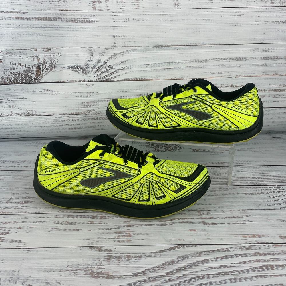 Brooks PureGrit Mens Sz 8.5D Running Shoes Neon Yellow Black